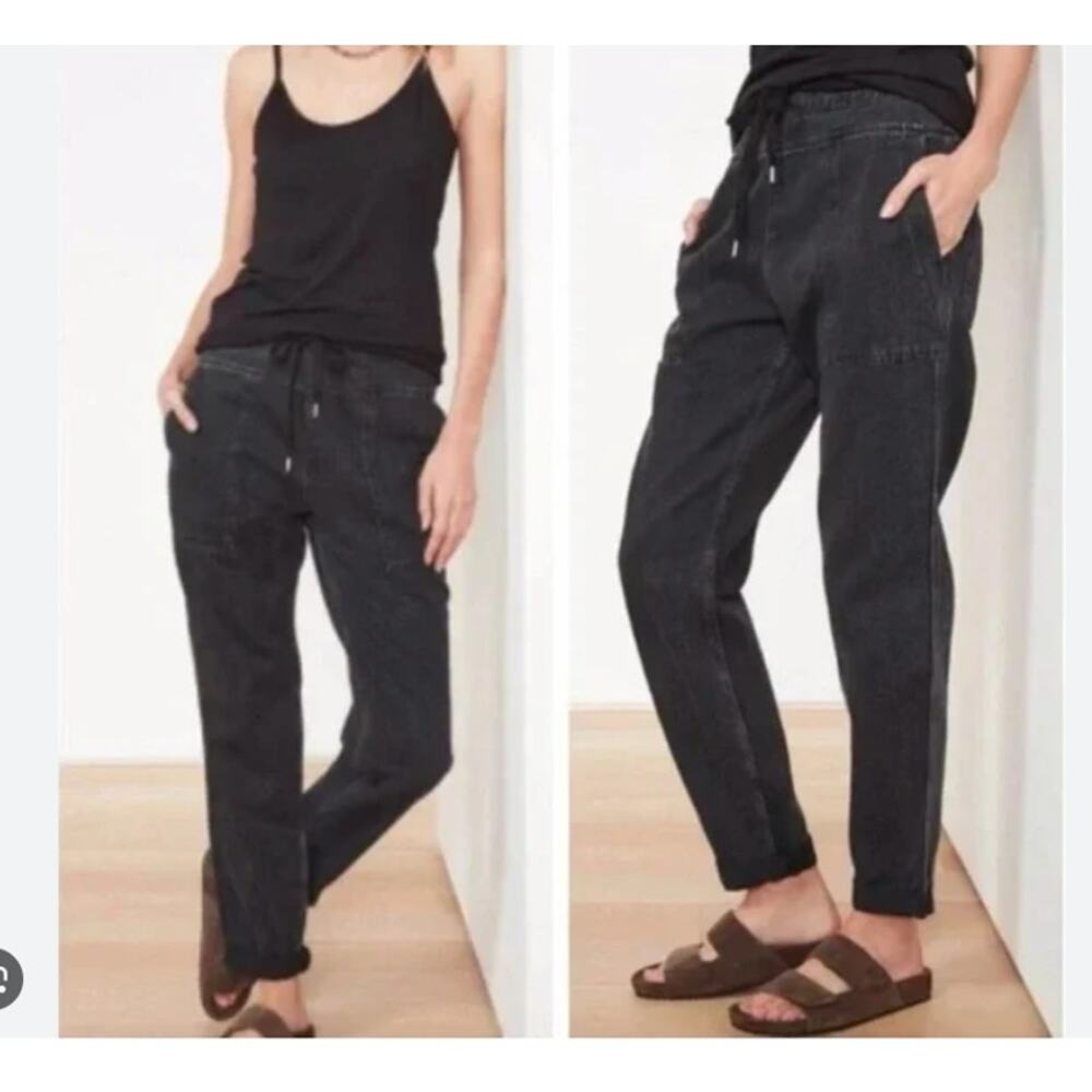 James Perse Lightweight Denim Contrast Pant in Black Womans S
